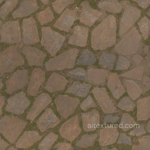 Grassy Cobblestone seamless Rock PBR texture