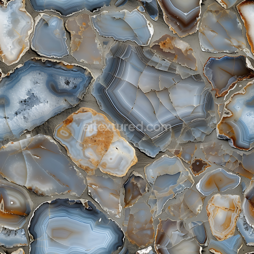 Seamless 3D PBR Polished Agate Stone Texture with Natural Blue and Brown Tones