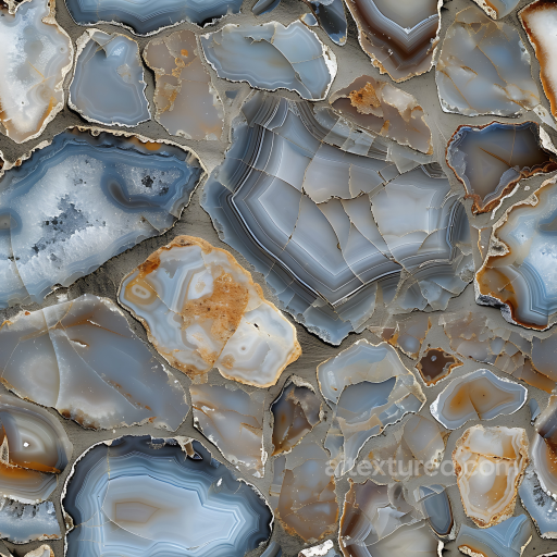 Polished Agate Stone Texture with Natural Blue and Brown Tones seamless Stone PBR texture