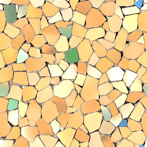 Seamless 3D Mosaic PBR Texture Featuring Warm Ceramic Chips with Glossy Finish texture preview