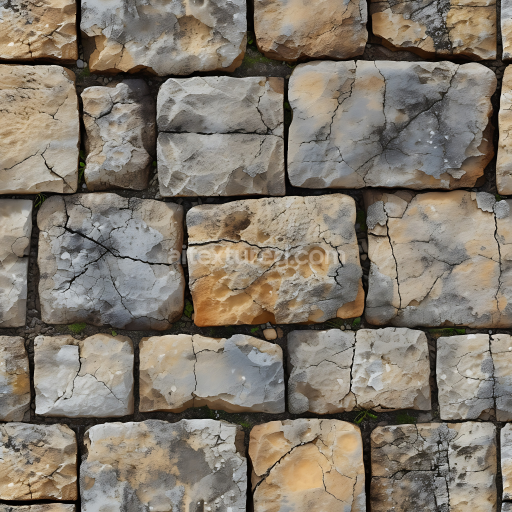 Seamless 3D Weathered Stone Wall PBR Texture with Cracks and Earthy Tones