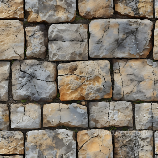 Weathered Stone Wall PBR Texture with Cracks and Earthy Tones seamless Stone PBR texture