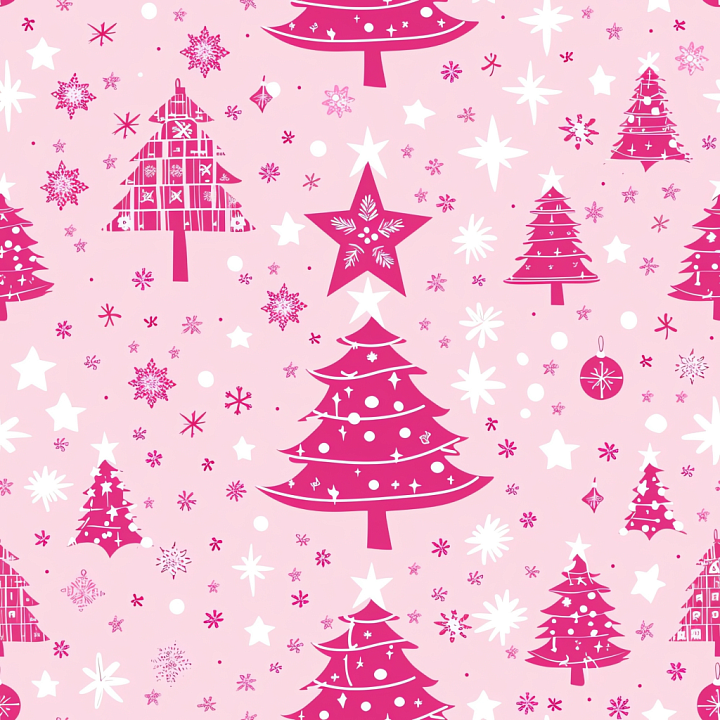 All Christmas Digital paper of Pink Christmas Trees & Stars Digital Pap… seamless PBR texture preview