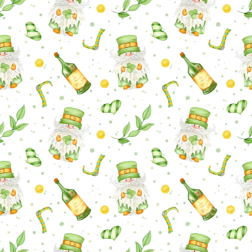 Featuring St Patrick Cartoon Gnomes and Themed Elements seamless St patrick digital paper bundle PBR texture
