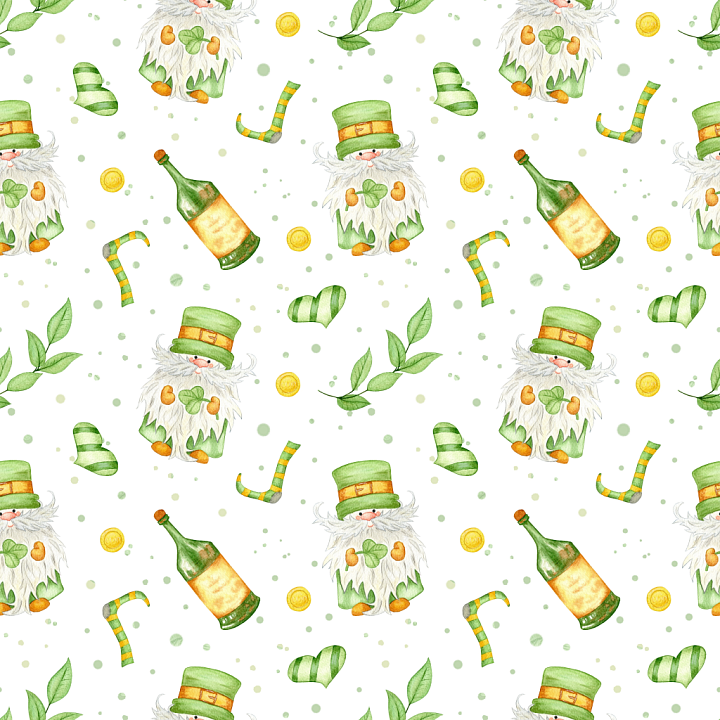 Featuring St Patrick Cartoon Gnomes and Themed Elements seamless PBR texture preview