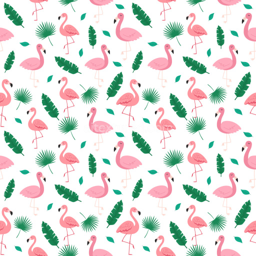 Pattern Bundle - Seamless 3D Pattern PBR Texture with Playful Flamingo and Tropical Leaf Motifs texture preview