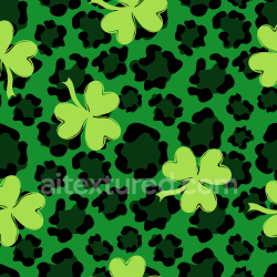 seamless Seamless 3D PBR Texture Featuring Green Shamrock Clovers and Leopard Spots texture 8k free download PBR