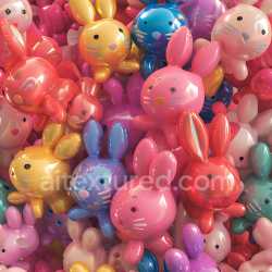 seamless Seamless 3D Inflated PBR Texture of Colorful Vinyl Bunny Toys texture 8k free download PBR