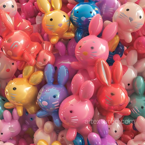 Inflated Vinyl Texture Featuring Colorful Bunny Shapes seamless Inflated PBR texture