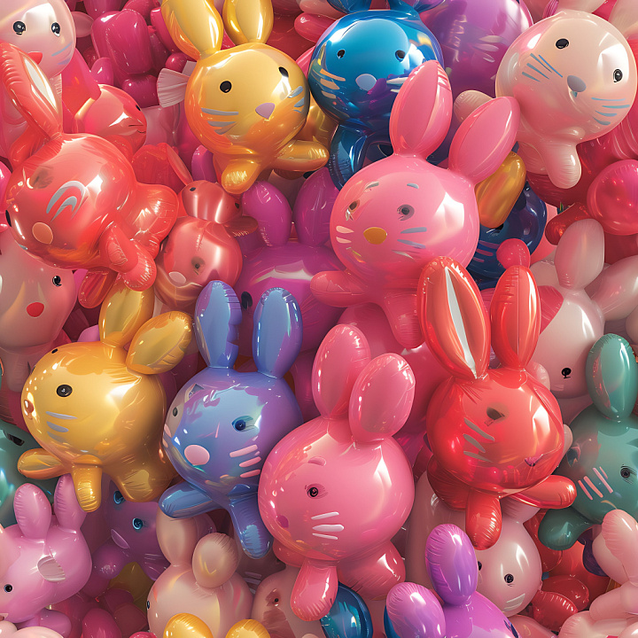 Inflated Vinyl Featuring Colorful Bunny Shapes seamless PBR texture preview