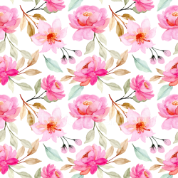 seamless Seamless 3D PBR Texture of Pink Flower Watercolor Floral Pattern with Soft Pastel Leaves texture 8k free download PBR