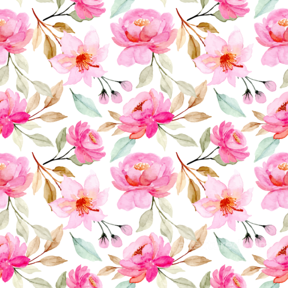 Pink Flower Watercolor Floral Pattern Seamless Texture with Soft Pastel Leaves Pink Flower texture preview
