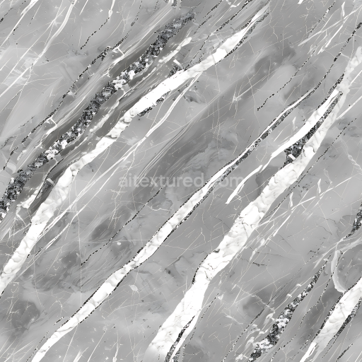 Seamless 3D Gray Marble PBR Texture Featuring Polished Surface and Elegant Silver Streaks