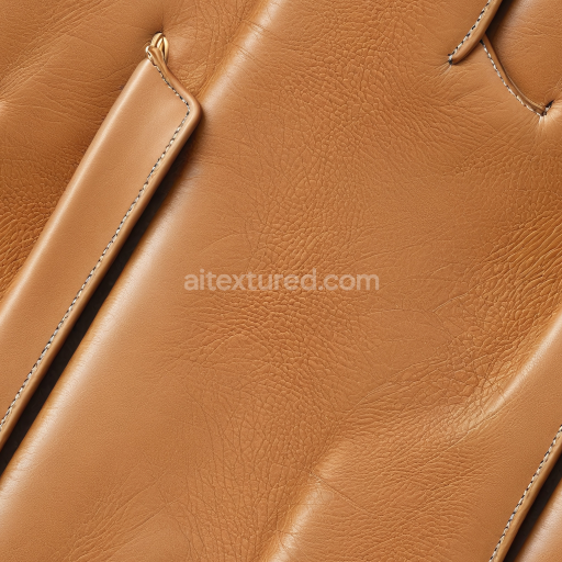 Seamless 3D PBR Texture of Smooth Tan Leather Upholstery with Fine Grain and Stitching