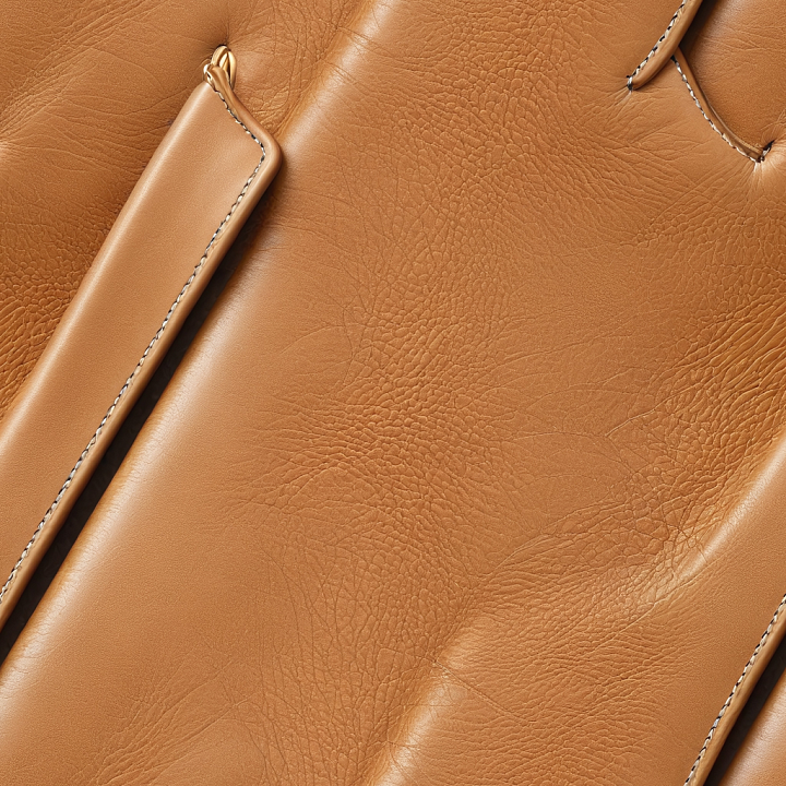 Smooth Tan Leather Upholstery with Fine Grain and Stitching seamless PBR texture preview