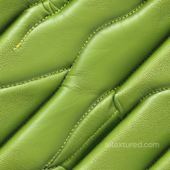 Vibrant Green Quilted Leather Seamless Texture with Detailed Stitching and Pebbled Grain Leather texture preview