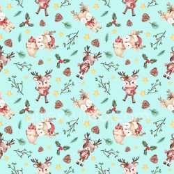 Pattern Bundle - Seamless 3D Pattern PBR Texture with Cute Cartoon Reindeer and Festive Botanical Motifs texture preview