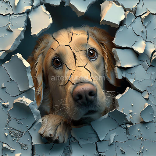 Seamless 3D Cracked and Holed Plaster Wall PBR Texture with Rough Blue Paint and Chipped Edges