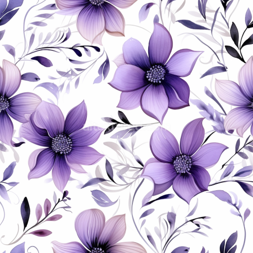 Seamless 3D PBR Texture of Purple Flower Pattern on Soft Fabric