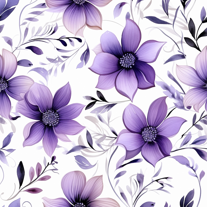 Purple Flower Pattern on Soft Fabric seamless PBR texture preview