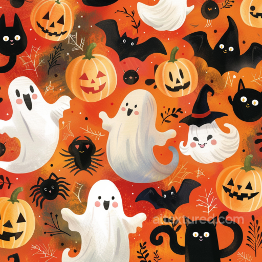 with Watercolor Halloween Cartoon Motifs seamless Watercolor Halloween PBR texture