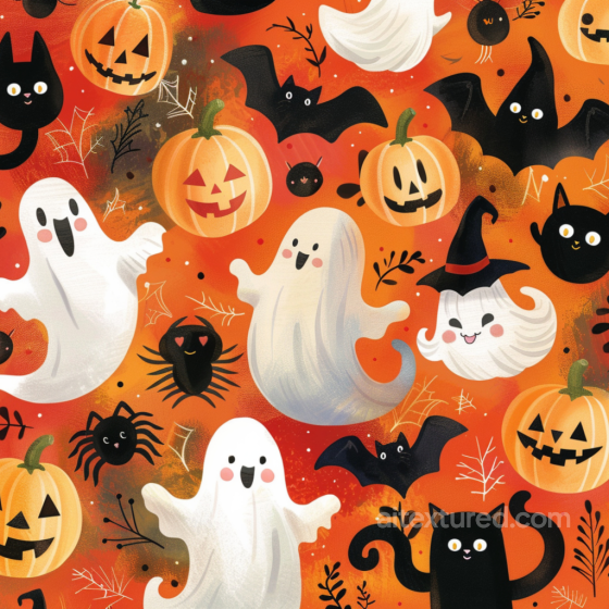 with Watercolor Halloween Cartoon Motifs Watercolor Halloween texture preview