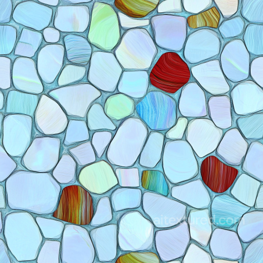 Irregular Stone Mosaic PBR Texture with Blue and Accent Colors seamless Mosaic PBR texture