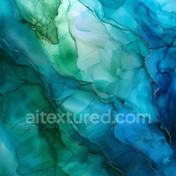 seamless Seamless 3D Alcohol Ink PBR Texture Featuring Blue-Green Fluid Waves and Flowing Marbling texture 8k free download PBR