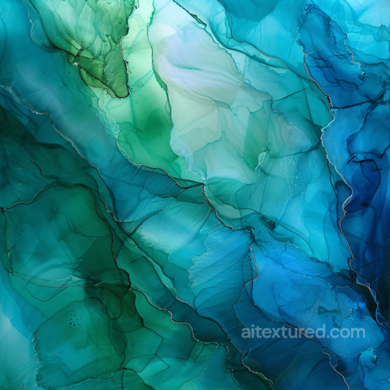 Alcohol Ink PBR Texture Featuring Blue-Green Fluid Waves and Flowing Marbling Alcohol ink texture preview