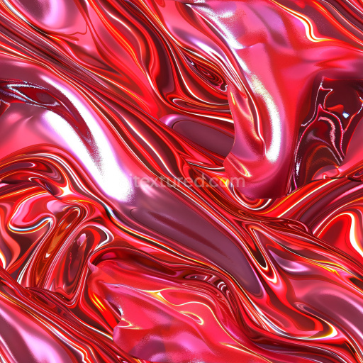 Seamless 3D PBR Texture of Red Glossy Liquid Flow with Smooth Reflections