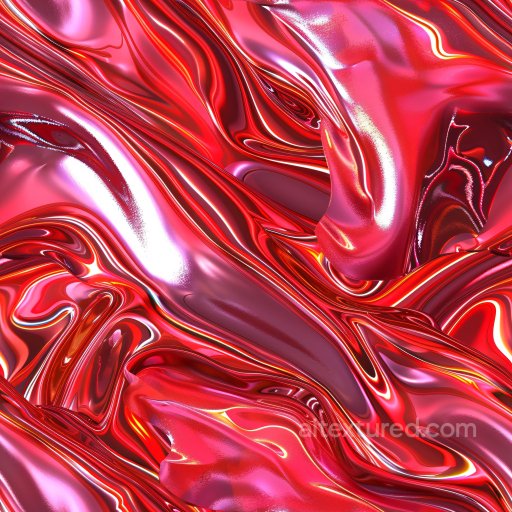 Seamless 3D PBR Texture of Red Glossy Liquid Flow with Smooth Reflections texture preview