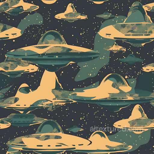 Sci-Fi Camouflage PBR Texture Featuring UFO Shapes and Abstract Stars seamless Color Camouflage PBR texture
