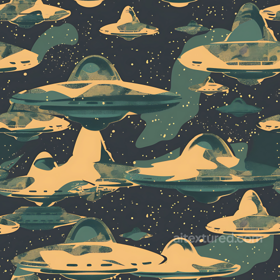 Sci-Fi Camouflage PBR Texture Featuring UFO Shapes and Abstract Stars Color Camouflage texture preview