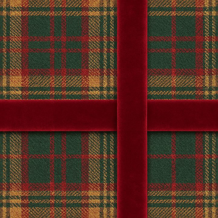 Woven Fabric Festive Plaid Red Gold Green Colors seamless PBR texture preview
