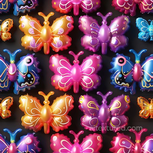Inflated Glossy Butterfly Vinyl PBR Texture in Bright Colors seamless Inflated PBR texture
