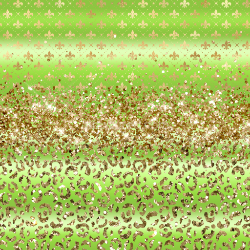 Seamless 3D PBR Texture of Green Gradient Fabric with Gold Glitter and Floral-Leopard Mix