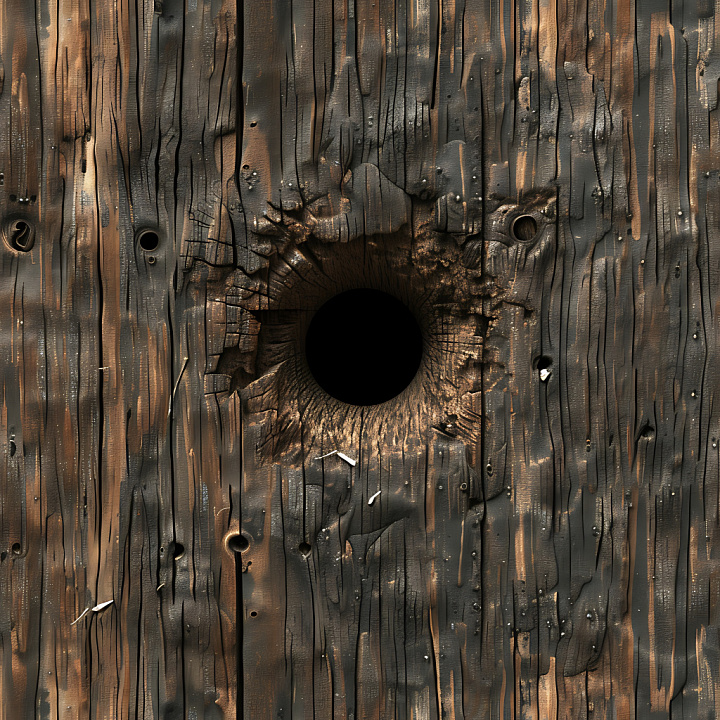 Burnt Cracked Wood with Deep Holes and Rough Grain seamless PBR texture preview