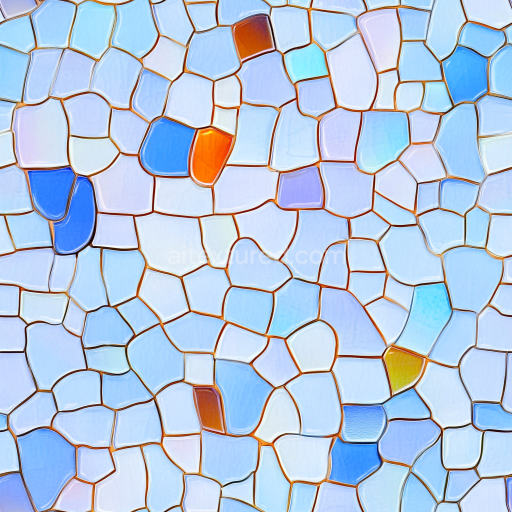 Seamless 3D PBR Mosaic Texture Featuring Soft Blue Ceramic Tiles with Irregular Shapes texture preview