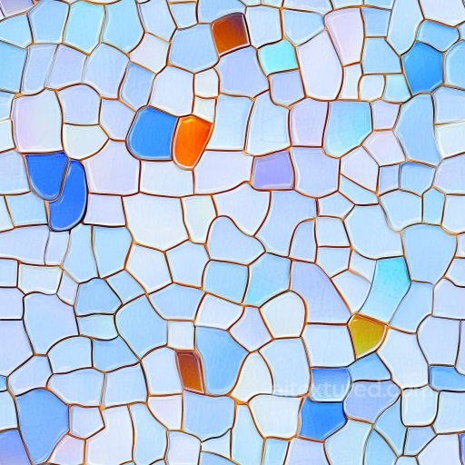 Mosaic Texture Featuring Soft Blue Ceramic Tiles with Irregular Shapes seamless Mosaic PBR texture