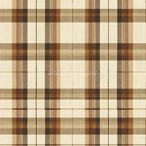 Seamless 3D PBR Texture of Soft Brown Plaid Fabric with Subtle Weave Detail