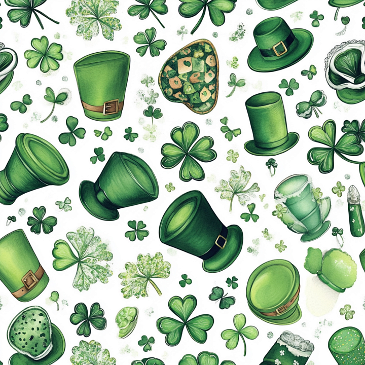 Featuring St Patrick's Day Green Hats and Shamrocks seamless PBR texture preview