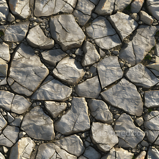 Stone PBR Texture Featuring Cracked Flat Rocky Ground with Small Gravel seamless Stone PBR texture
