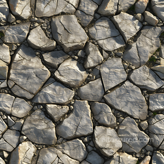 Stone PBR Texture Featuring Cracked Flat Rocky Ground with Small Gravel Stone texture preview
