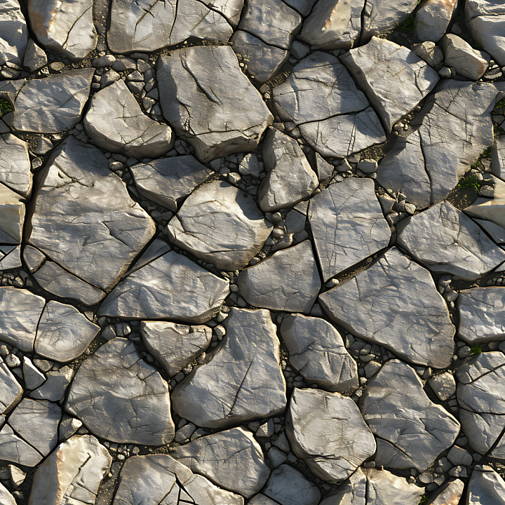 Stone Featuring Cracked Flat Rocky Ground with Small Gravel seamless PBR texture preview