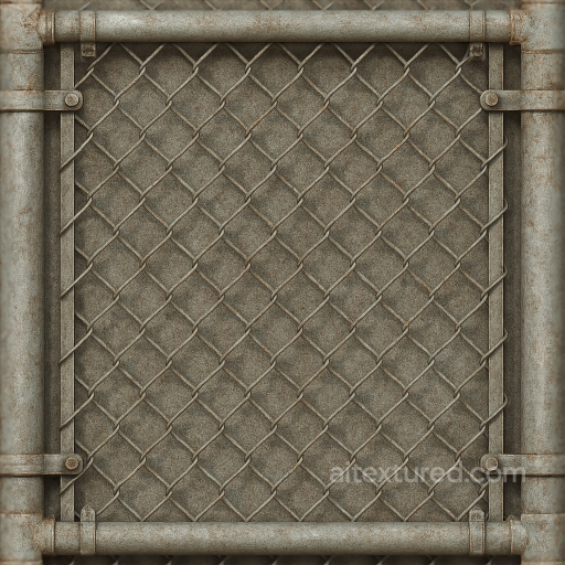 Seamless 8K 3D Texture PBR Chain Link Gate With Galvanized Metal And Wire Mesh Corroded M… seamless Fences PBR texture
