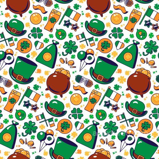 with St Patrick Symbols and Colorful Icons seamless St patrick digital paper bundle PBR texture