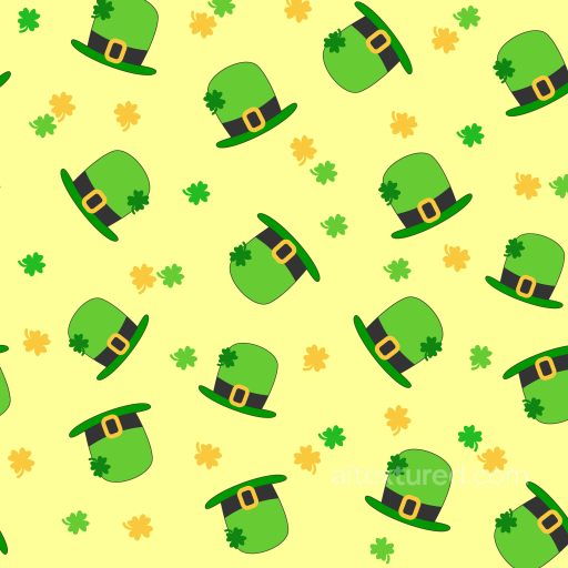 with Cartoon Green Leprechaun Hats & Clovers seamless St patrick digital paper bundle PBR texture