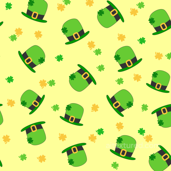 with Cartoon Green Leprechaun Hats & Clovers St patrick digital paper bundle texture preview