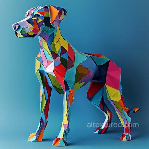 Animal - Seamless 3D PBR Texture of Multicolor Geometric Dog Origami Pattern texture preview