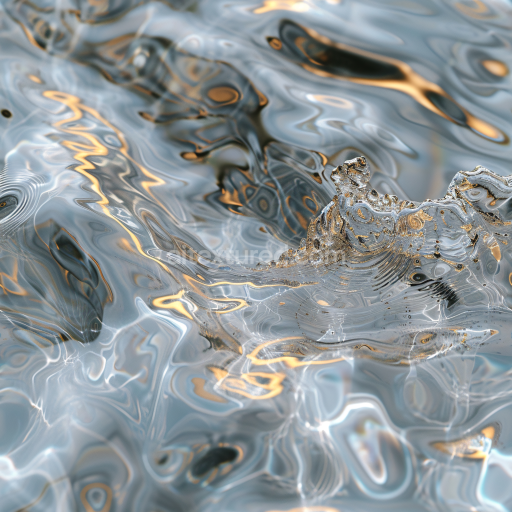 Seamless 3D Water PBR Texture Featuring Clear Surface with Dynamic Ripples and Light Reflections